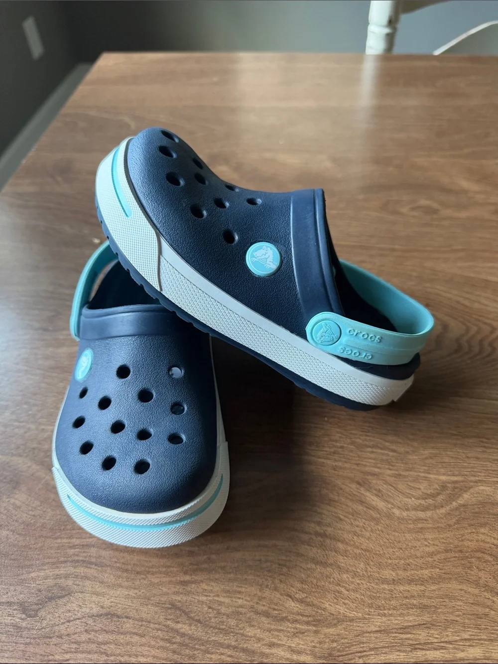 CROCS Kids Navy and Aqua Lightweight Clog Sandals